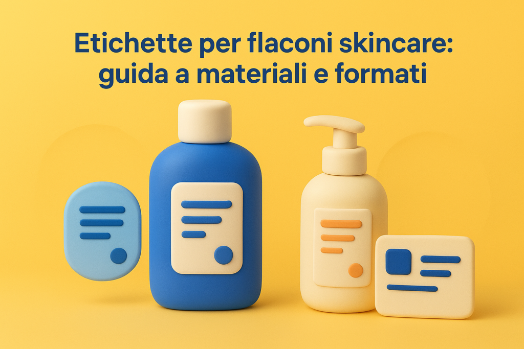 Etichette per flaconi skincare: guida a materiali e formati