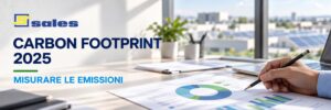 Visual illustrativo con logo SALES ufficiale: Carbon Footprint 2025 di SALES: dati, metodo e catena del valore